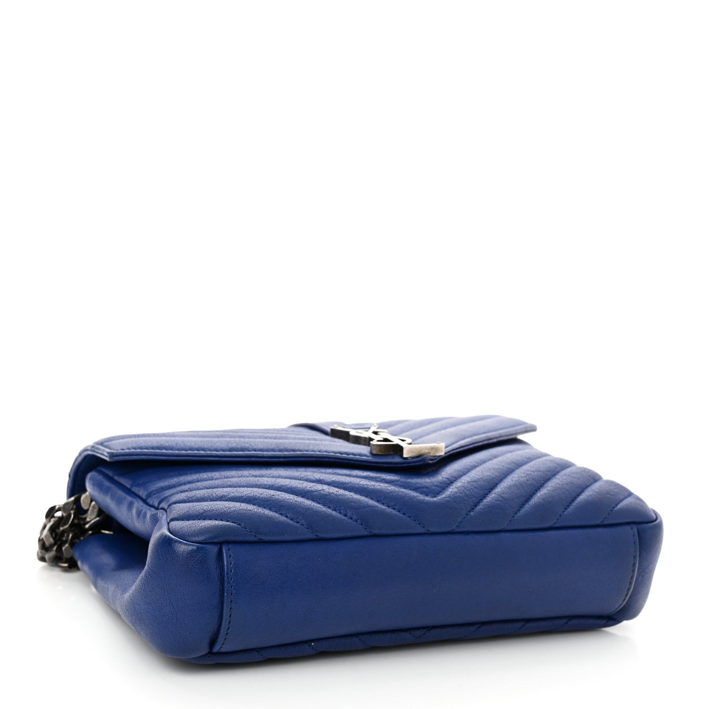 Sheepskin Matelasse Chevron Monogram Medium College Bag Royal Blue