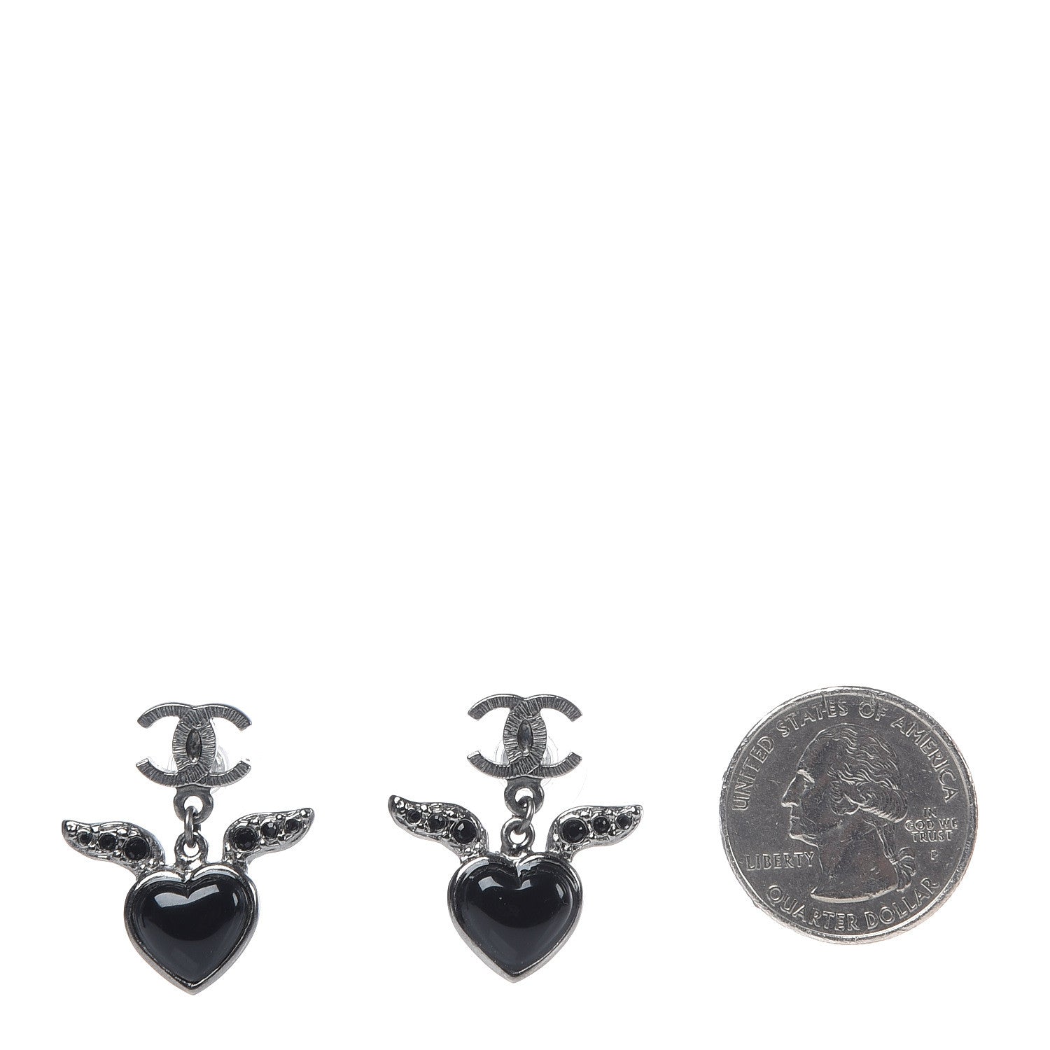 Chanel Crystal Mini Timeless CC Earrings Silver 7 of 10