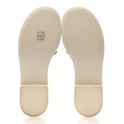 Chanel Lambskin Embroidered Logo Mules 38.5 Ivory Black 5 of 9