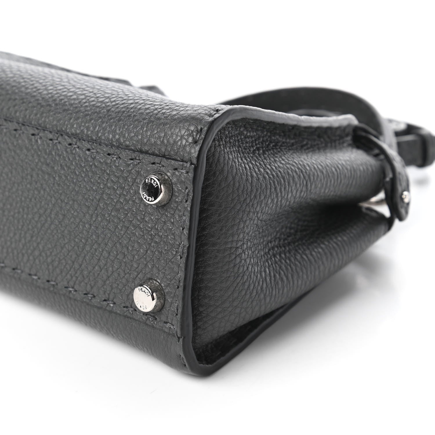 Fendi Cuoio Romano Selleria Bi-Color Mini Peekaboo Iconic Satchel Asfalto Latte 7 of 10