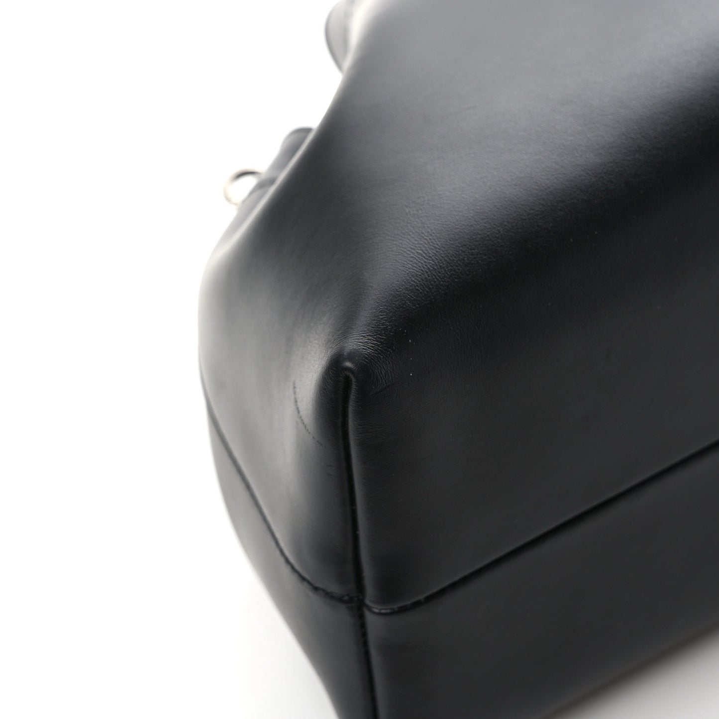 Smooth Shiny Calfskin Cinch M Bucket Bag Black