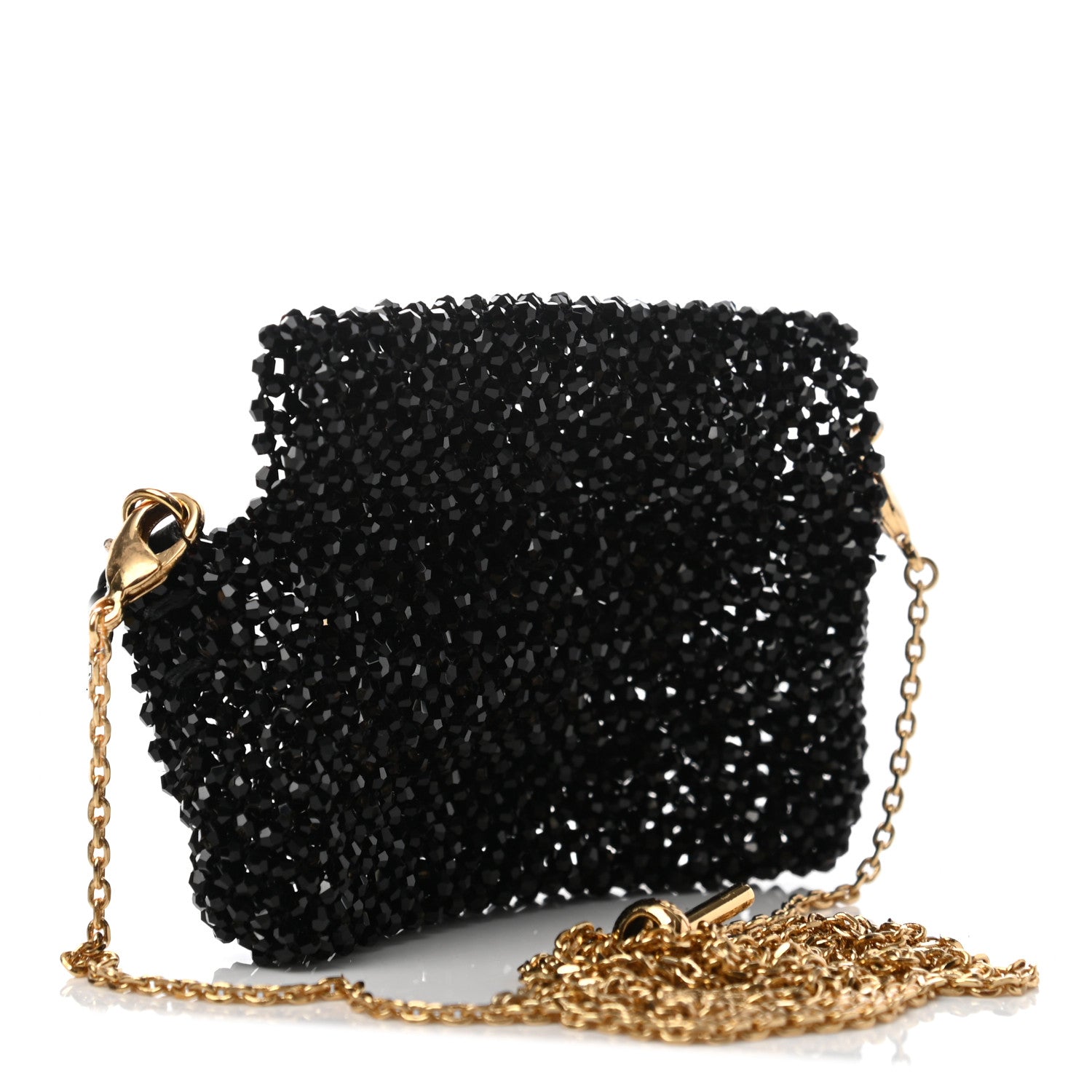 Fendi Crystal Vitello King Beaded Mini Pico Baguette Charm Black 2 of 6