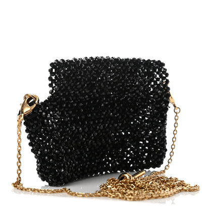 Fendi Crystal Vitello King Beaded Mini Pico Baguette Charm Black 2 of 6
