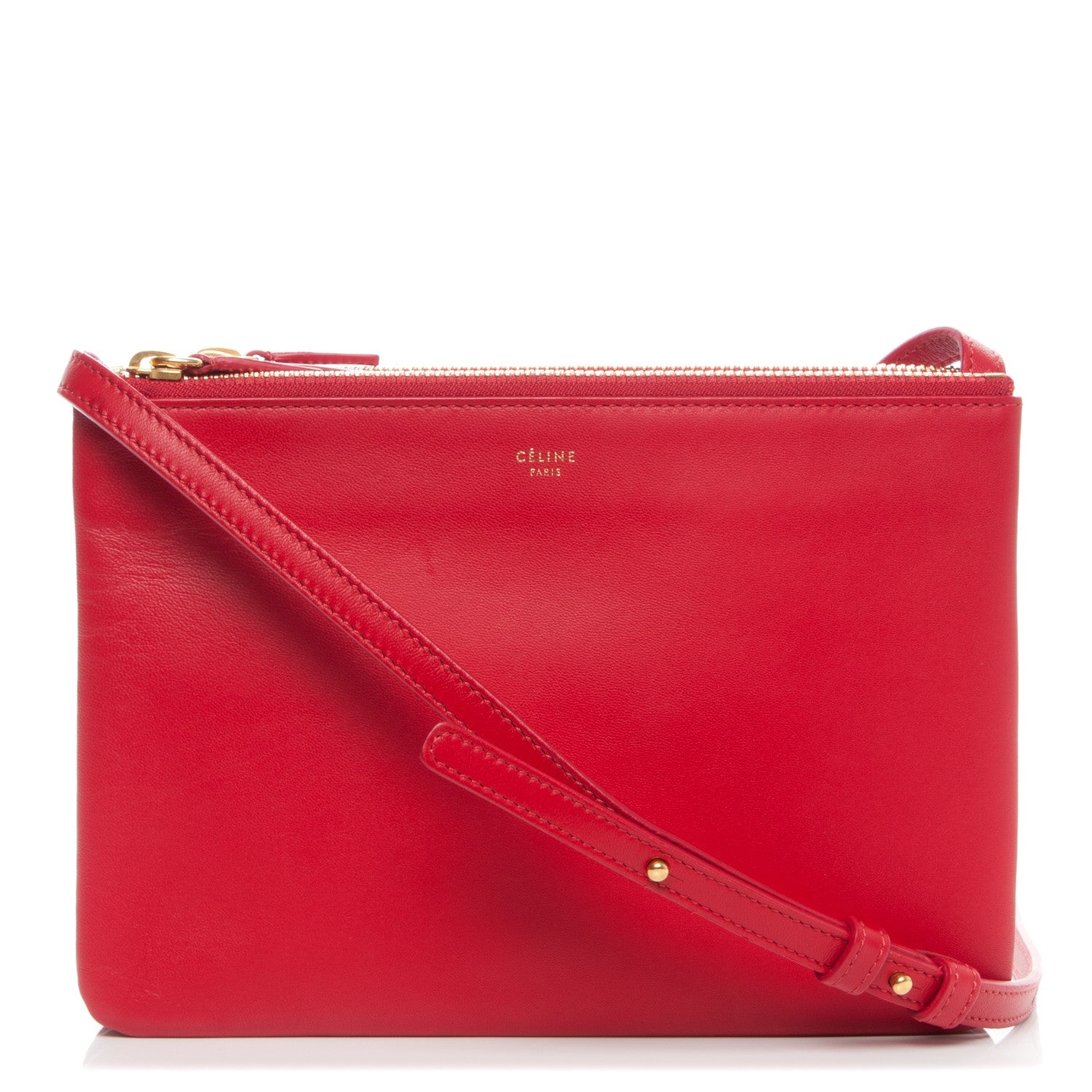 Celine Lambskin Small Trio Crossbody Bag Red 1 of 6