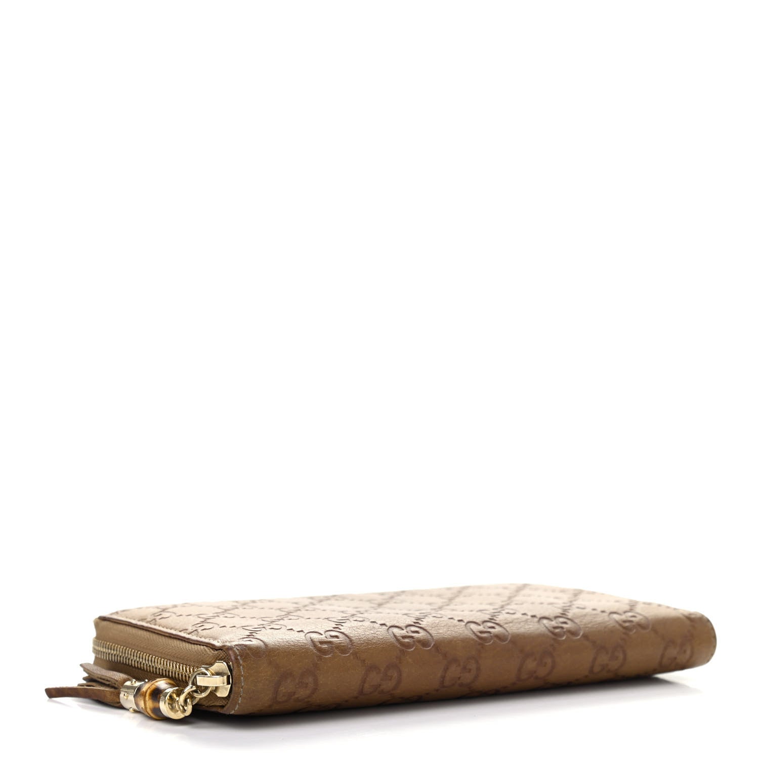 Gucci Guccissima Bamboo Tassel Zip Around Wallet Natural Brown 4 of 10