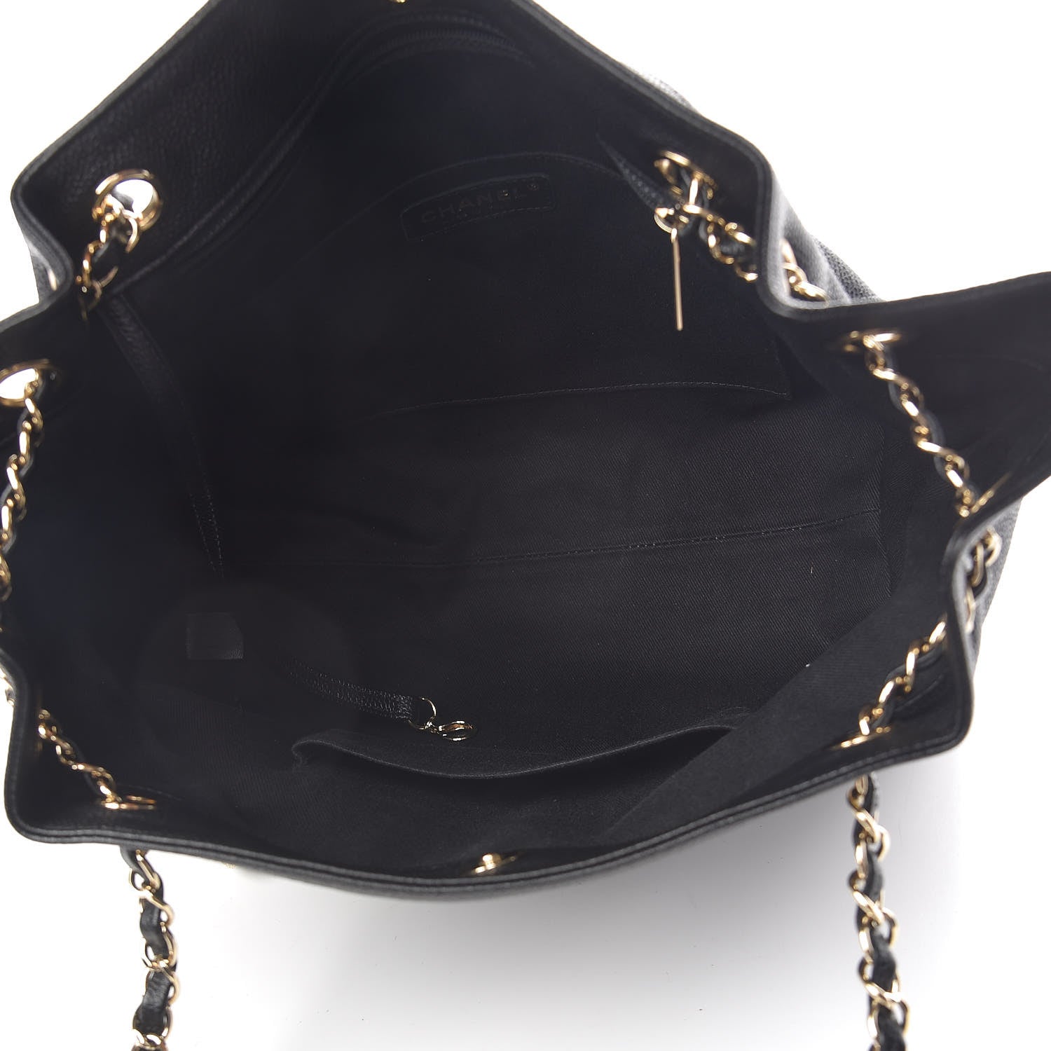 Chanel Crumpled Grained Calfskin Zip and Carry Shopping Tote Black 5 of 10
