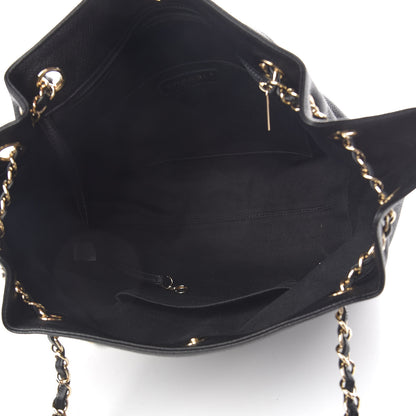 Chanel Crumpled Grained Calfskin Zip and Carry Shopping Tote Black 5 of 10
