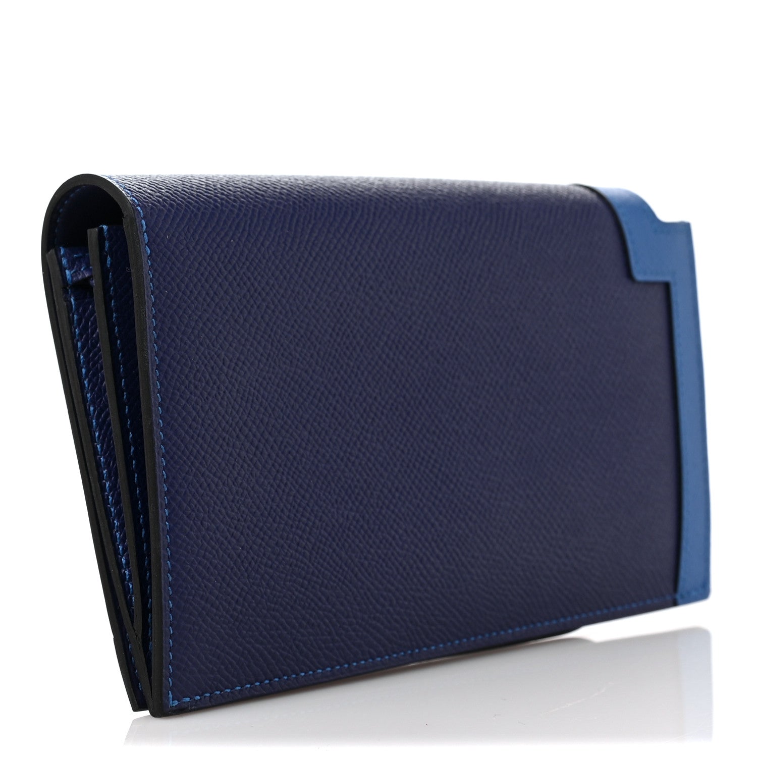 Hermes Epsom Camail Long Wallet Bleu Encre Bleu Zellige Jaune Ambre 3 of 8