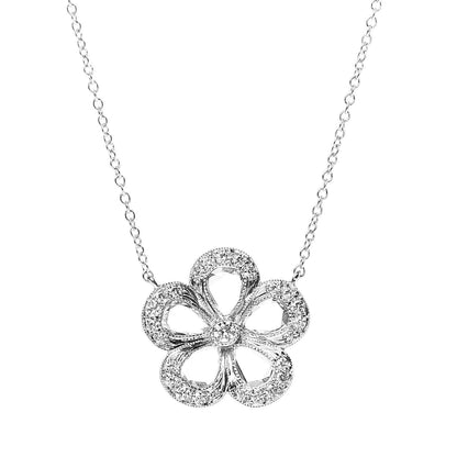 Tiffany Platinum Diamond Enchant Flower Pendant Necklace 4 of 7