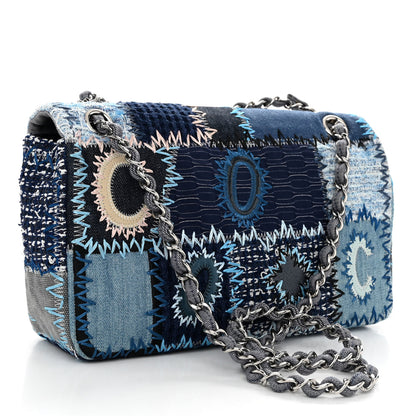 Chanel Denim Tweed Patchwork Medium Single Flap Blue 3 of 12