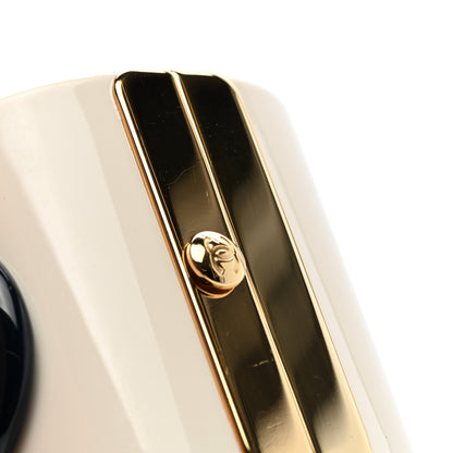 Chanel Resin Enamel CC Cuff Bracelet White Black Gold 5 of 5