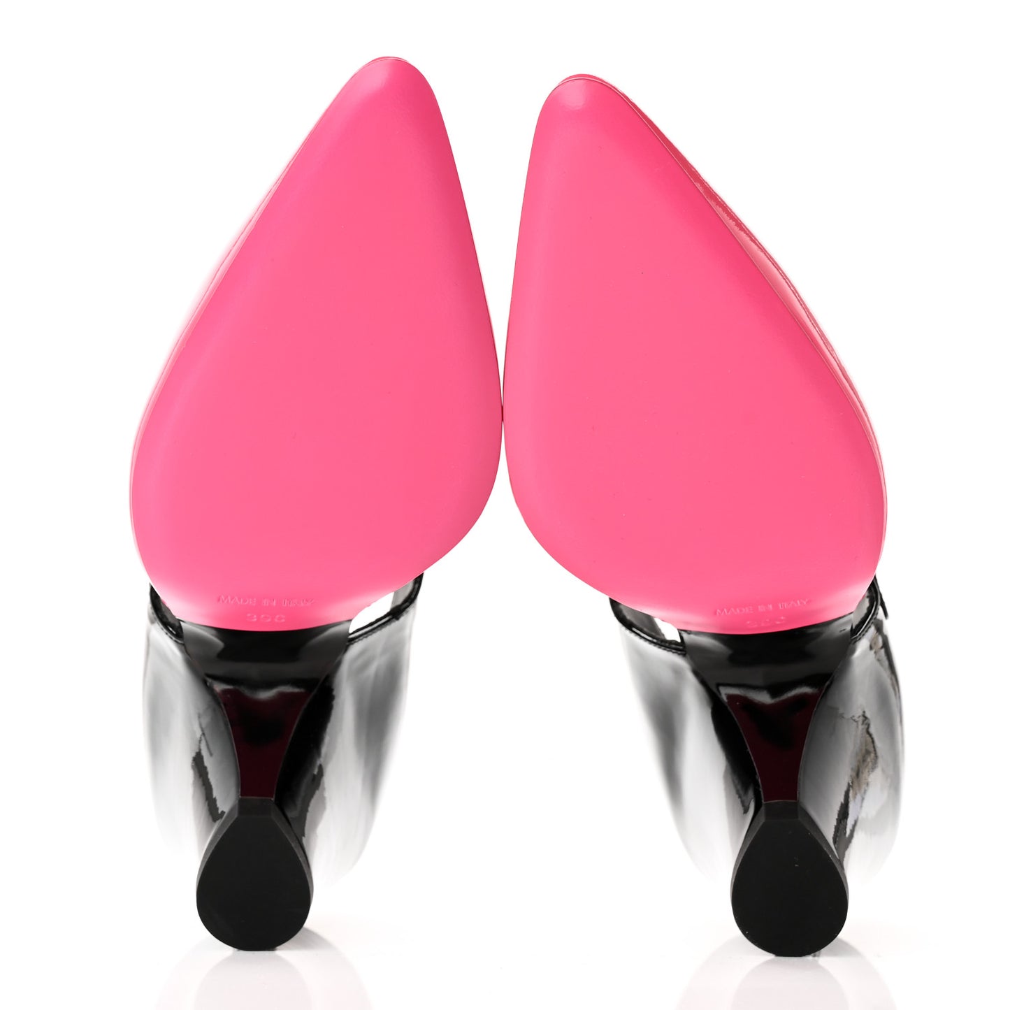Patent Calfskin CC Pumps 39 Pink Black