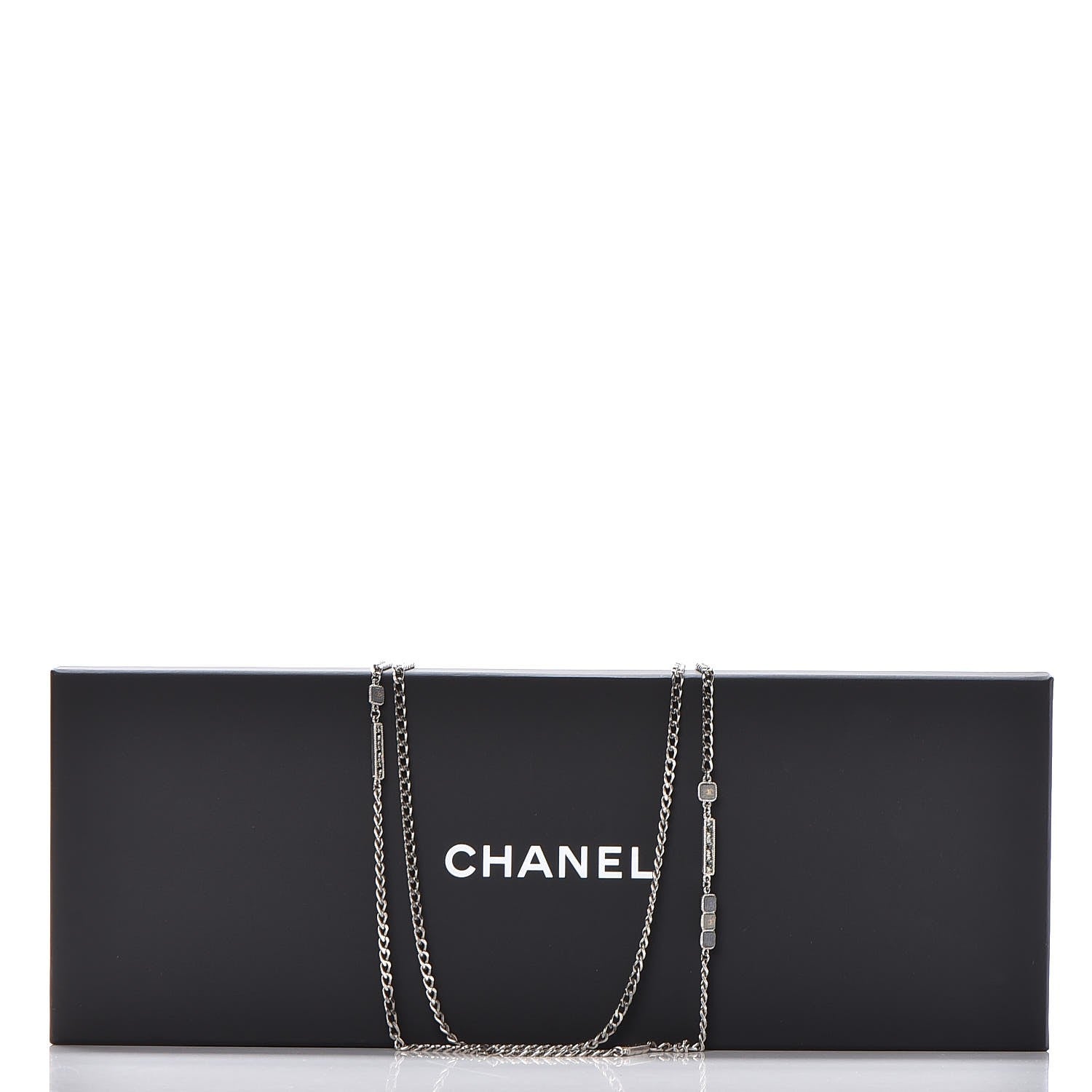 Chanel Crystal Baguette Stone Multi Strand Necklace Silver 7 of 7