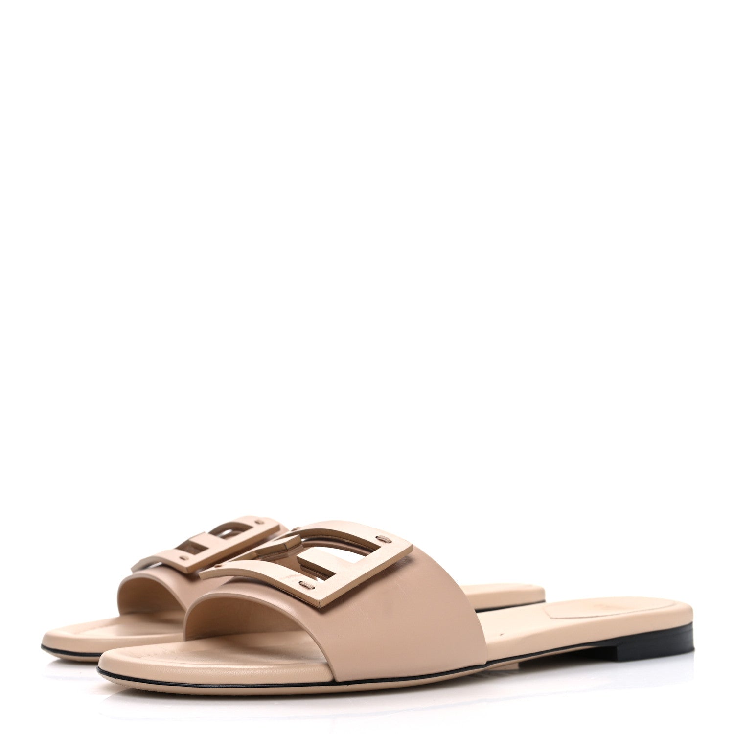 Fendi Vitello Cuoio Baguette Flat Slide Sandals 40 Poudre 4 of 11