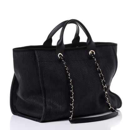 Chanel Canvas Medium Deauville Tote Navy Blue 2 of 4