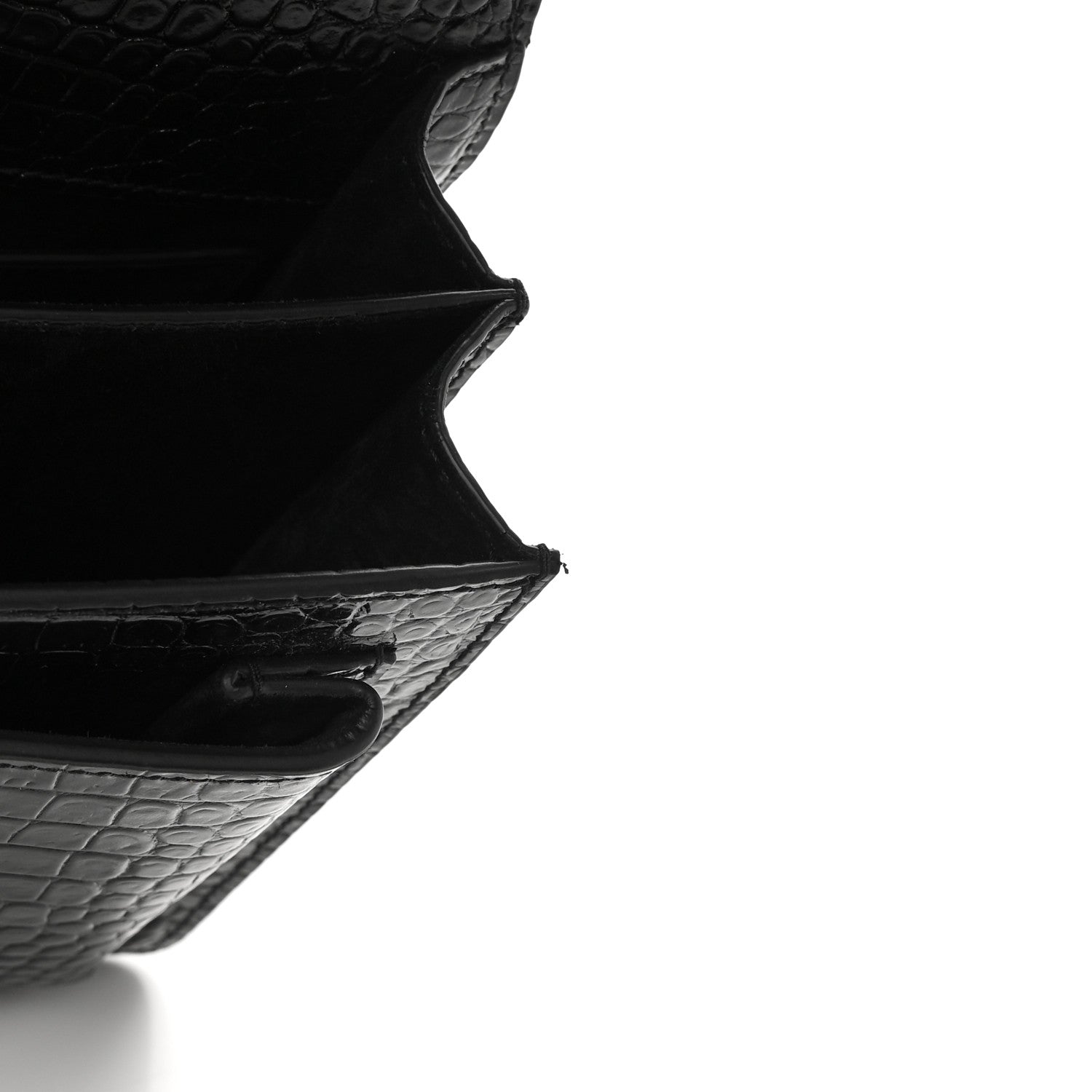 Saint Laurent Calfskin Crocodile Embossed Medium Monochrome Monogram Sunset Black 11 of 15