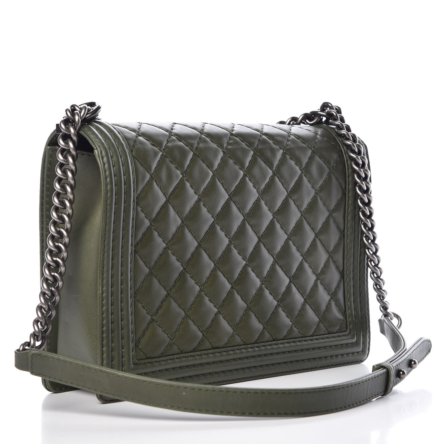 Chanel Calfskin Quilted Large Boy Flap Green 3 of 11