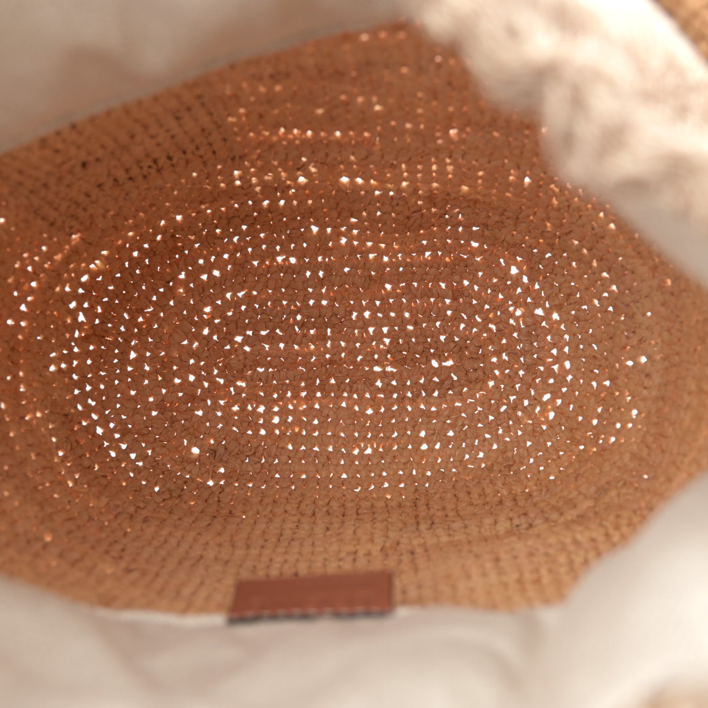 Calfskin Raffia Bucket Bag Natural Tan