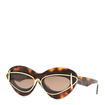 Loewe Acetate Metal Double Frame Cat Eye Sunglasses LW401191I Havana 1 of 7