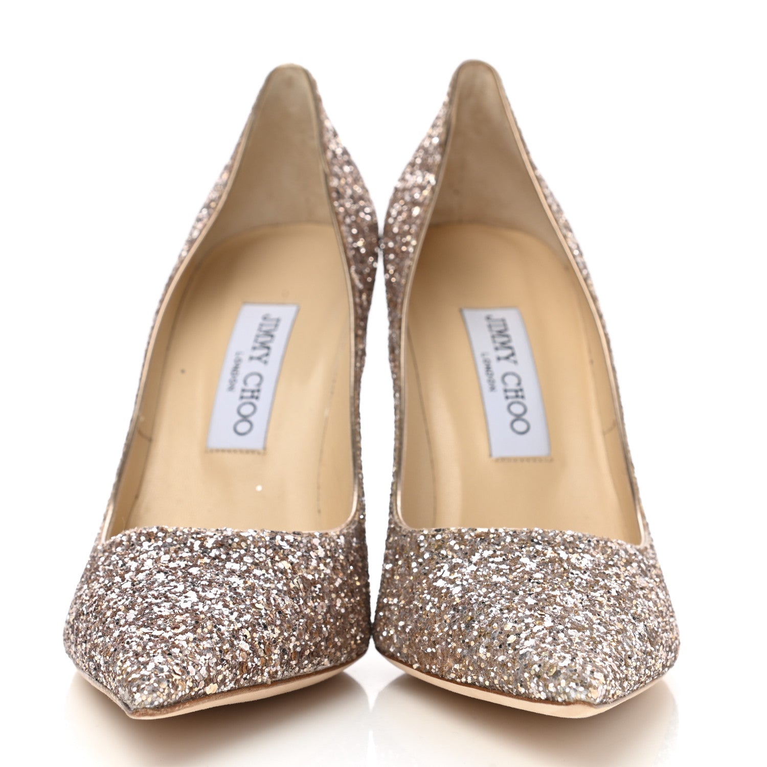 Jimmy Choo Coarse Glitter Abel 100 Pumps 39.5 Nude 2 of 7