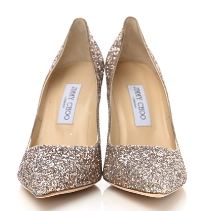 Jimmy Choo Coarse Glitter Abel 100 Pumps 39.5 Nude 2 of 7