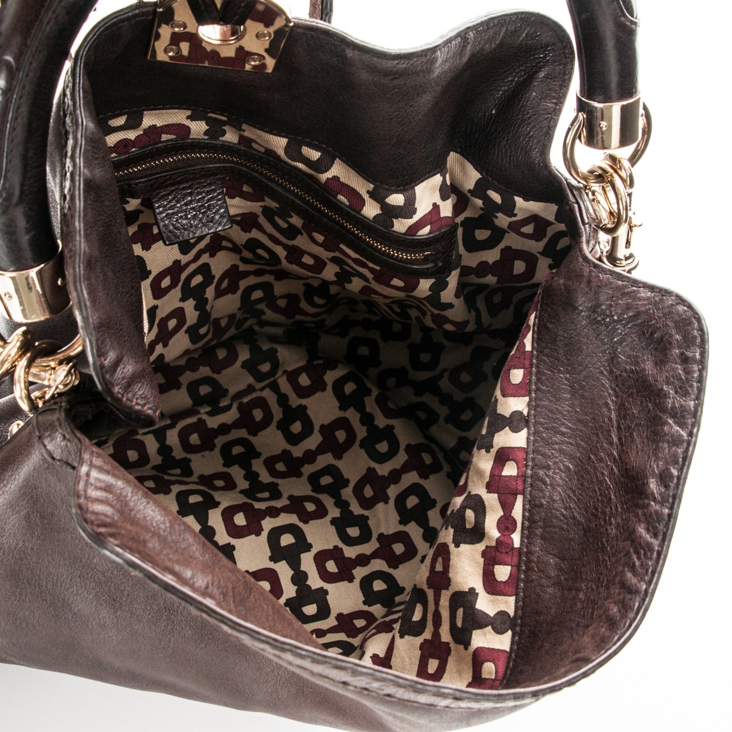 Calfskin Large Indy Top Handle Hobo Dark Brown
