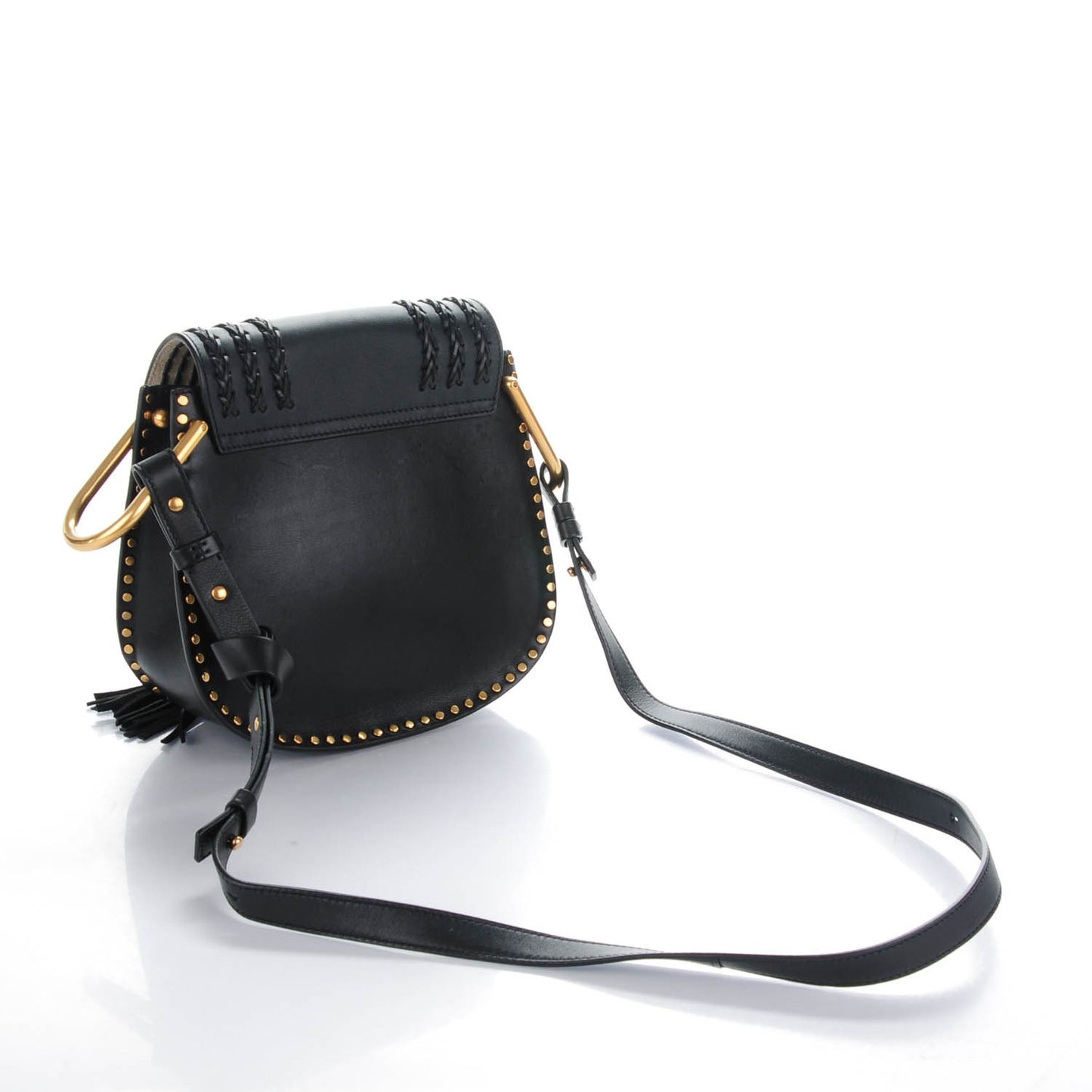 Calfskin Braided Small Hudson Shoulder Bag Black