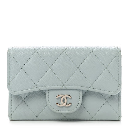 Chanel Caviar Quilted Flap Card Holder Wallet Light Blue 1 of 9