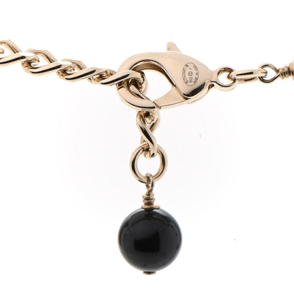 Chanel Gripoix Poured Glass Crystal Bead Pearl CC Lion Pendant Necklace Black Gold 5 of 6