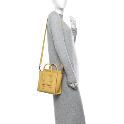 Celine Drummed Calfskin Nano Luggage Pollen 2 of 11