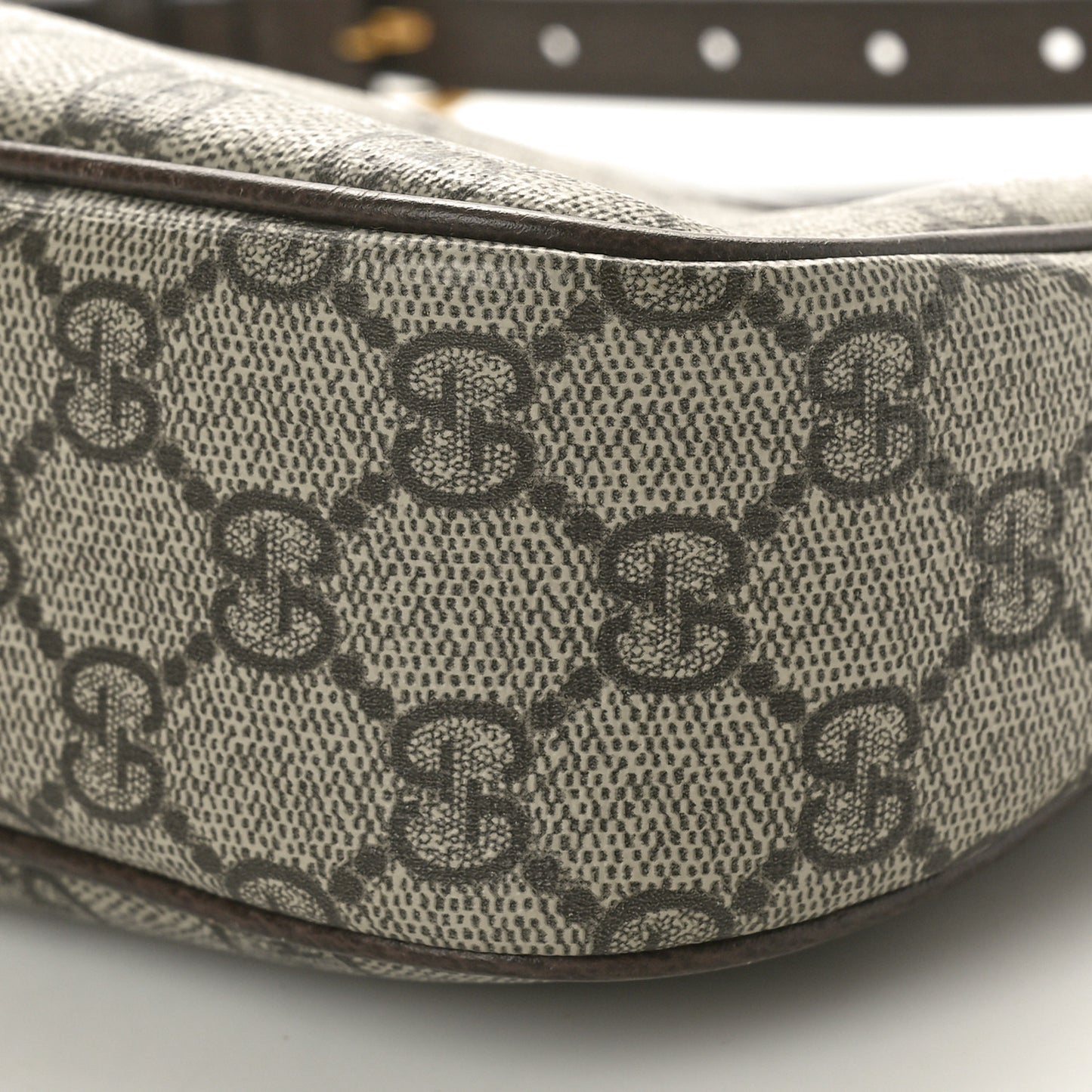 GG Supreme Monogram Textured Dollar Calfskin Small Ophidia Hobo Beige Ebony New Acero
