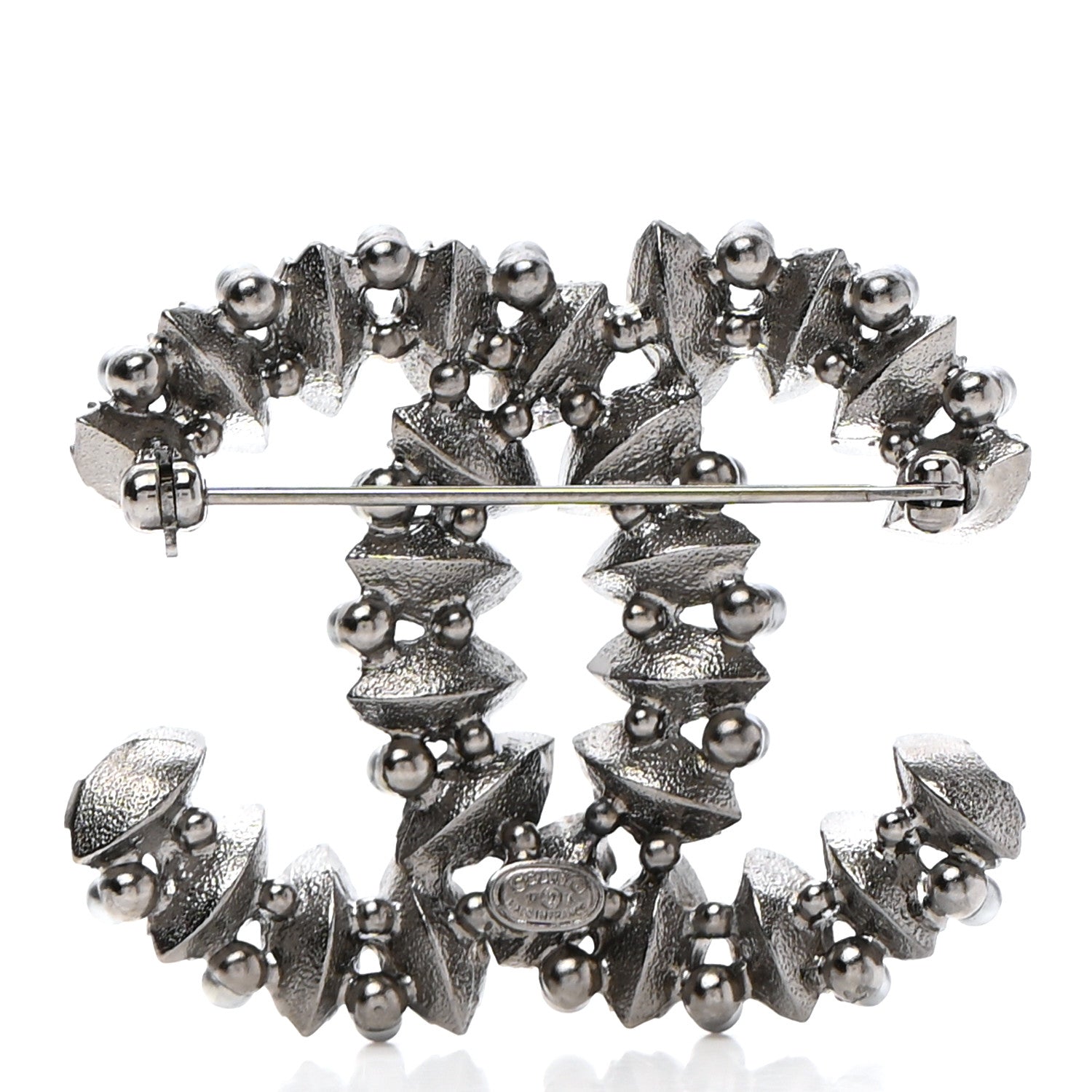 Chanel Crystal CC Brooch Silver 3 of 5
