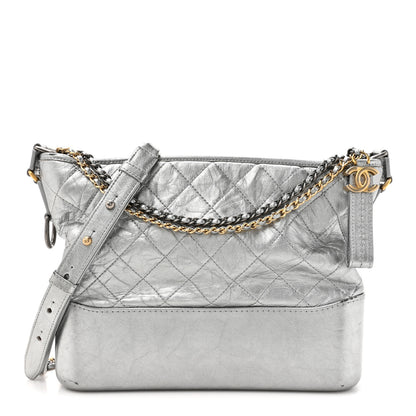 Chanel Metallic Aged Calfskin Quilted Medium Gabrielle Hobo Silver 1 of 16