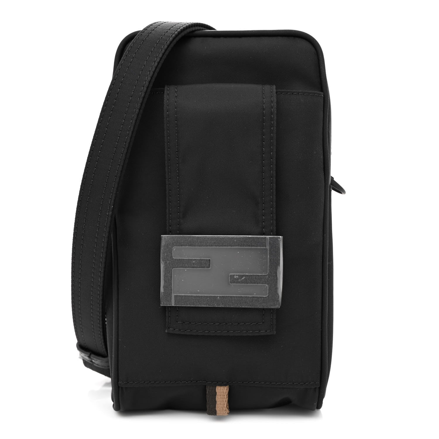 Fendi Econyl Nylon Cuoio Romano Monochrome Baguette Crossbody Phone Pouch Black 1 of 11