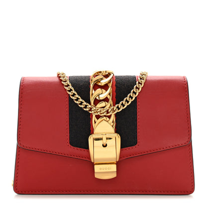 Gucci Calfskin Super Mini Sylvie Chain Shoulder Bag Hibiscus Red 1 of 9