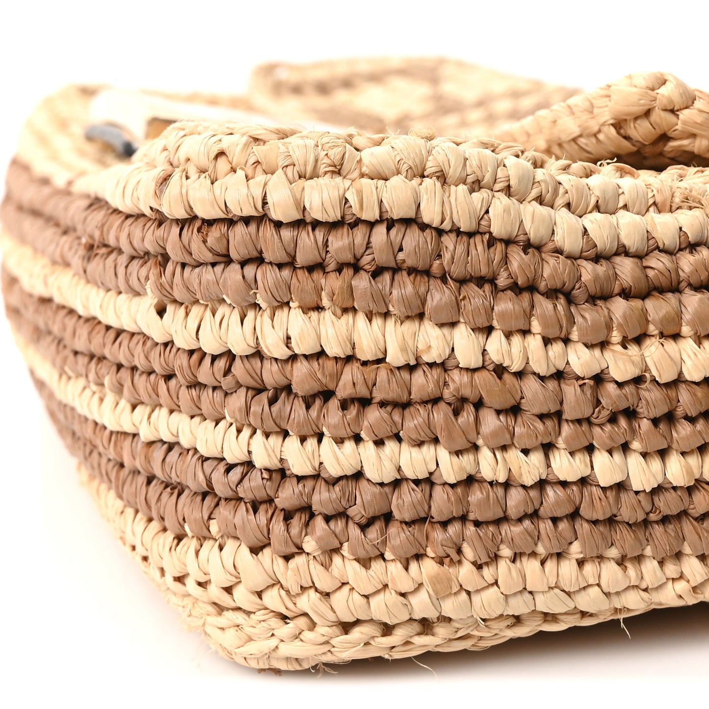 Raffia FF Mini Baguette Beige