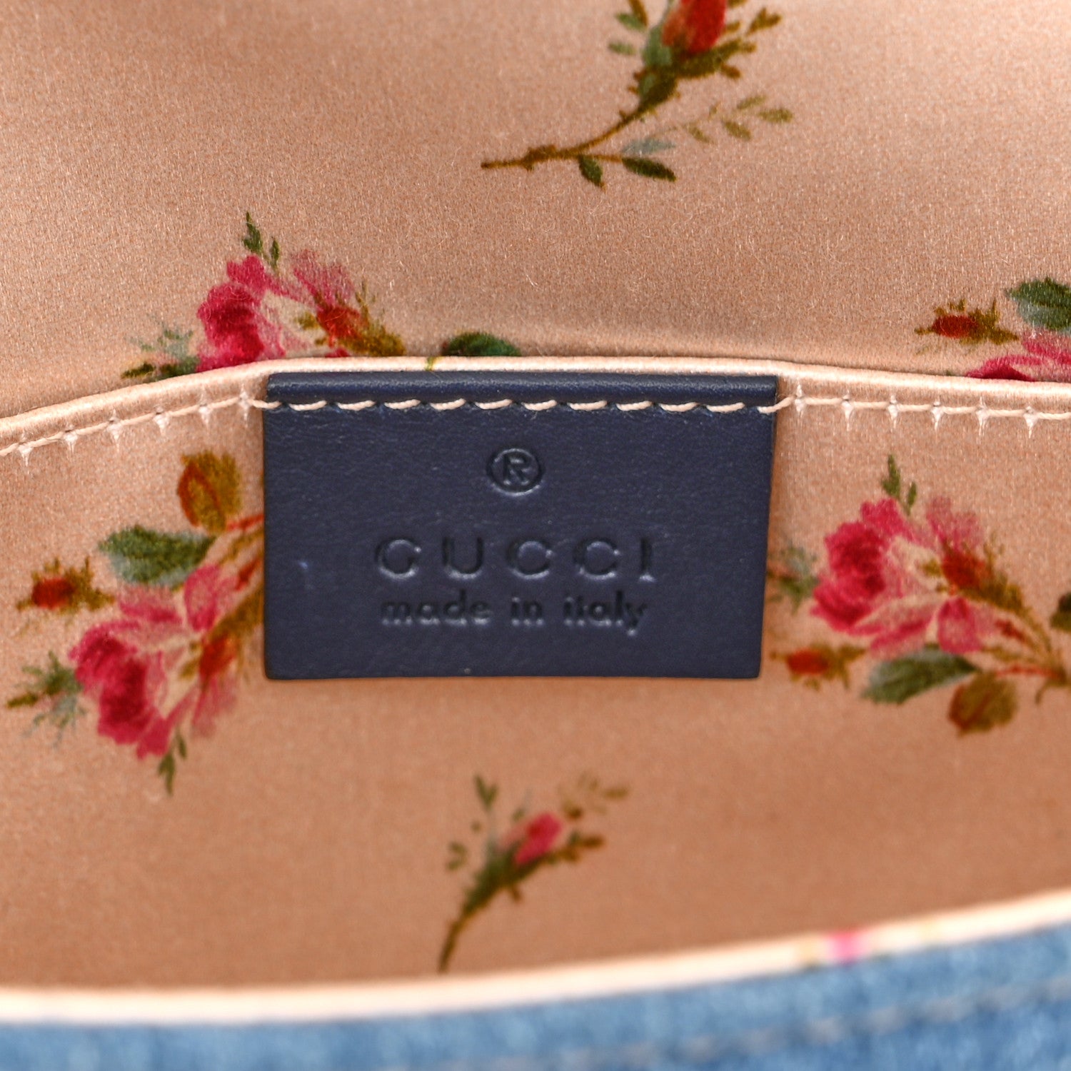 Gucci Denim Matelasse Mini Pearly GG Marmont Shoulder Bag Blue 5 of 9