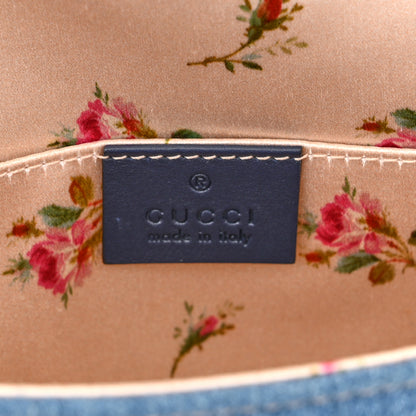 Gucci Denim Matelasse Mini Pearly GG Marmont Shoulder Bag Blue 5 of 9