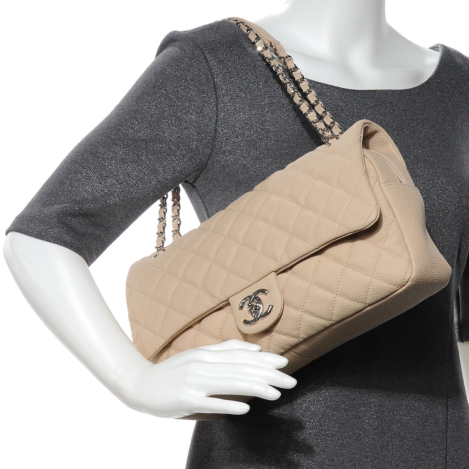 Chanel Caviar Jumbo Easy Flap Beige 2 of 7