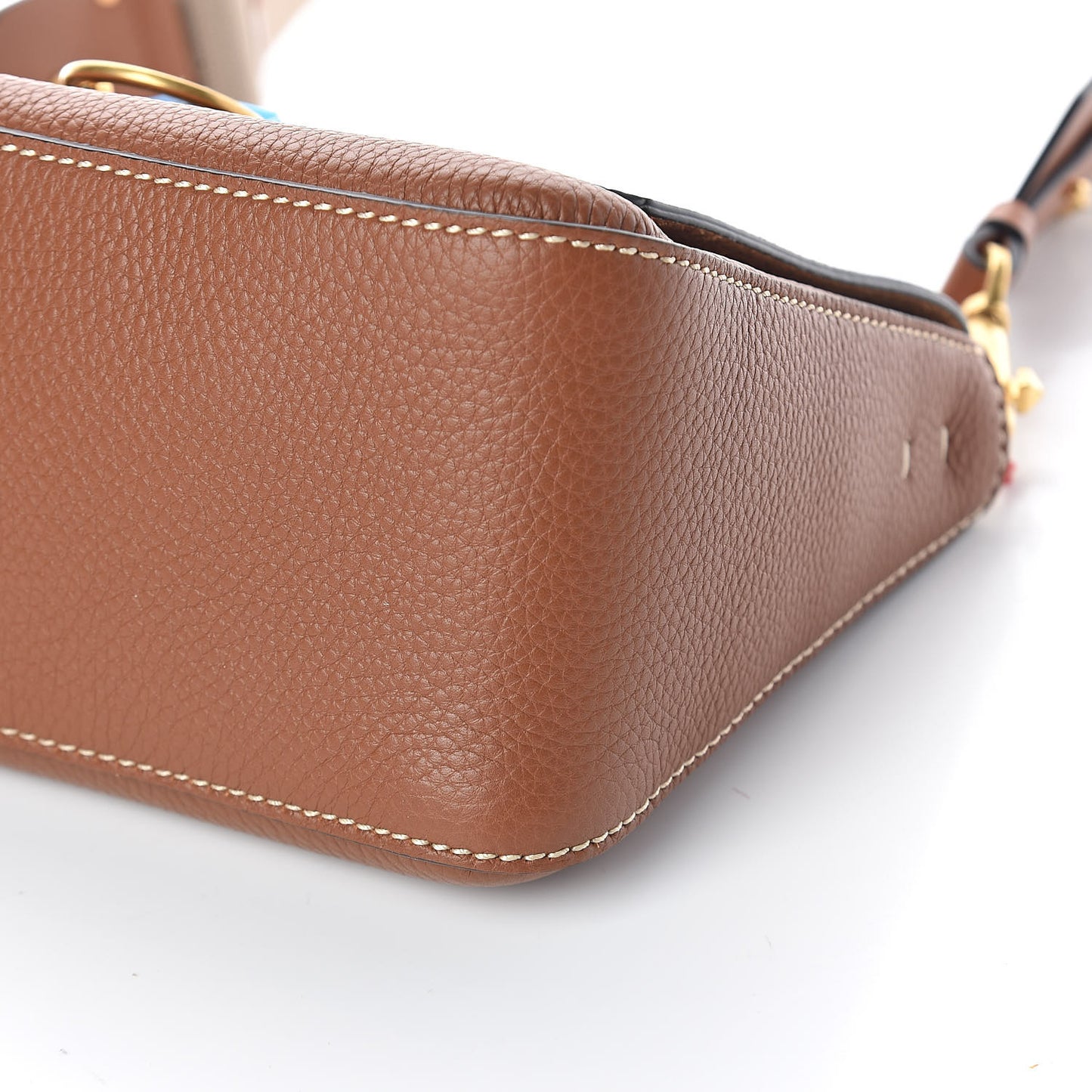 Pebbled Calfskin Small VRing Shoulder Bag Saddle Brown