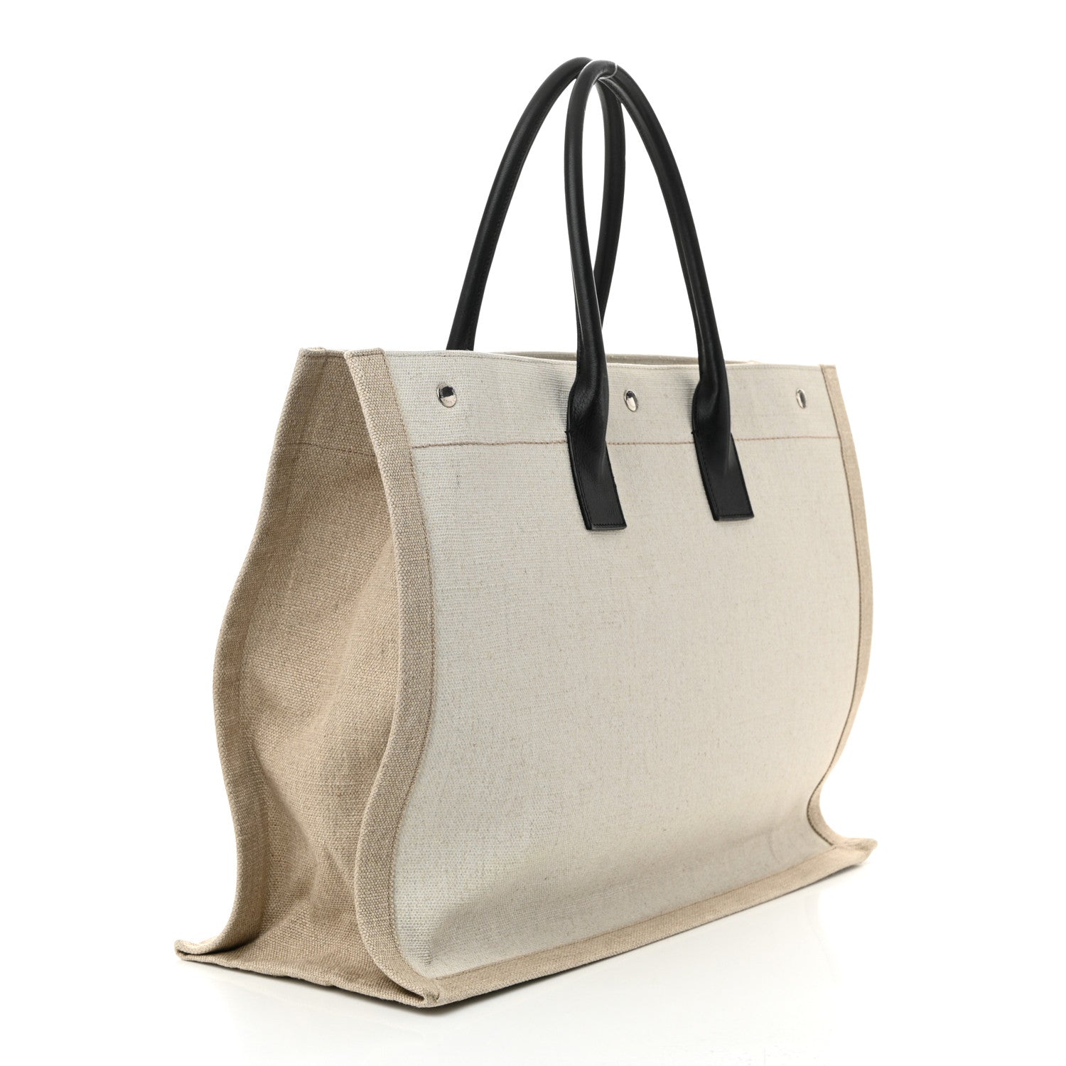 Saint Laurent Linen Calfskin Rive Gauche Tote Optic White 3 of 10
