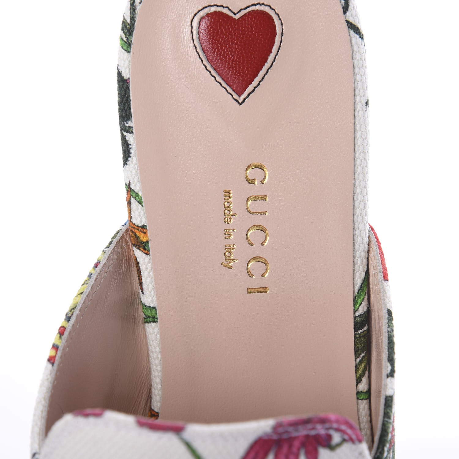 Gucci Canvas Flora Womens Princetown Slippers 37.5 White Multicolor 5 of 7
