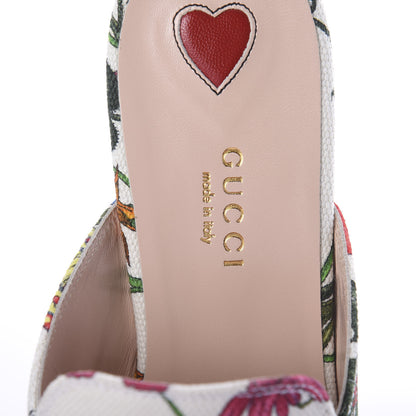 Gucci Canvas Flora Womens Princetown Slippers 37.5 White Multicolor 5 of 7