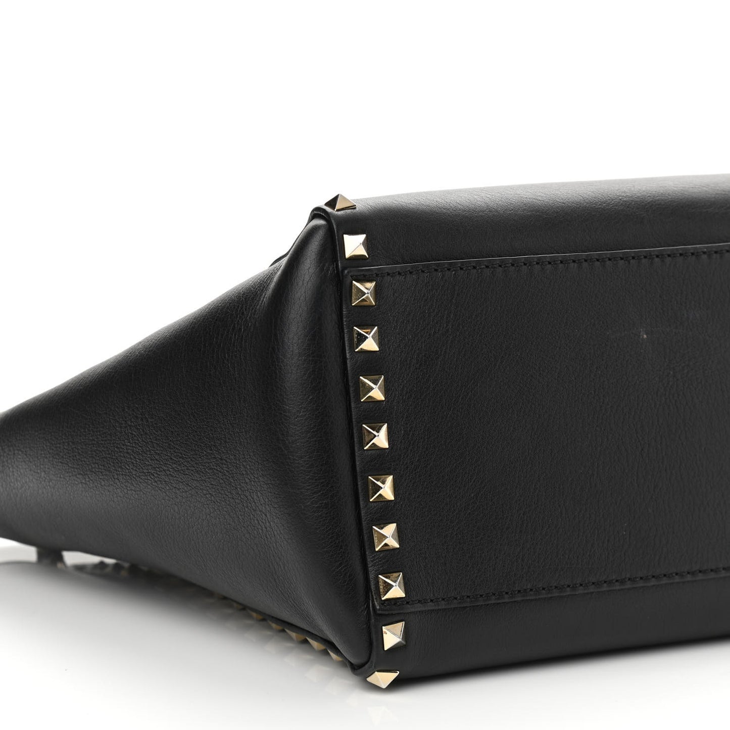 Vitello Rockstud Double Handle Tote Black