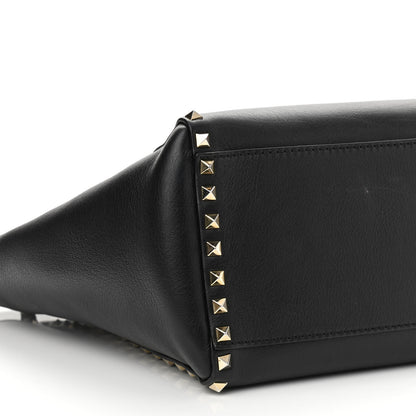 Valentino Garavani Vitello Rockstud Double Handle Tote Black 8 of 12