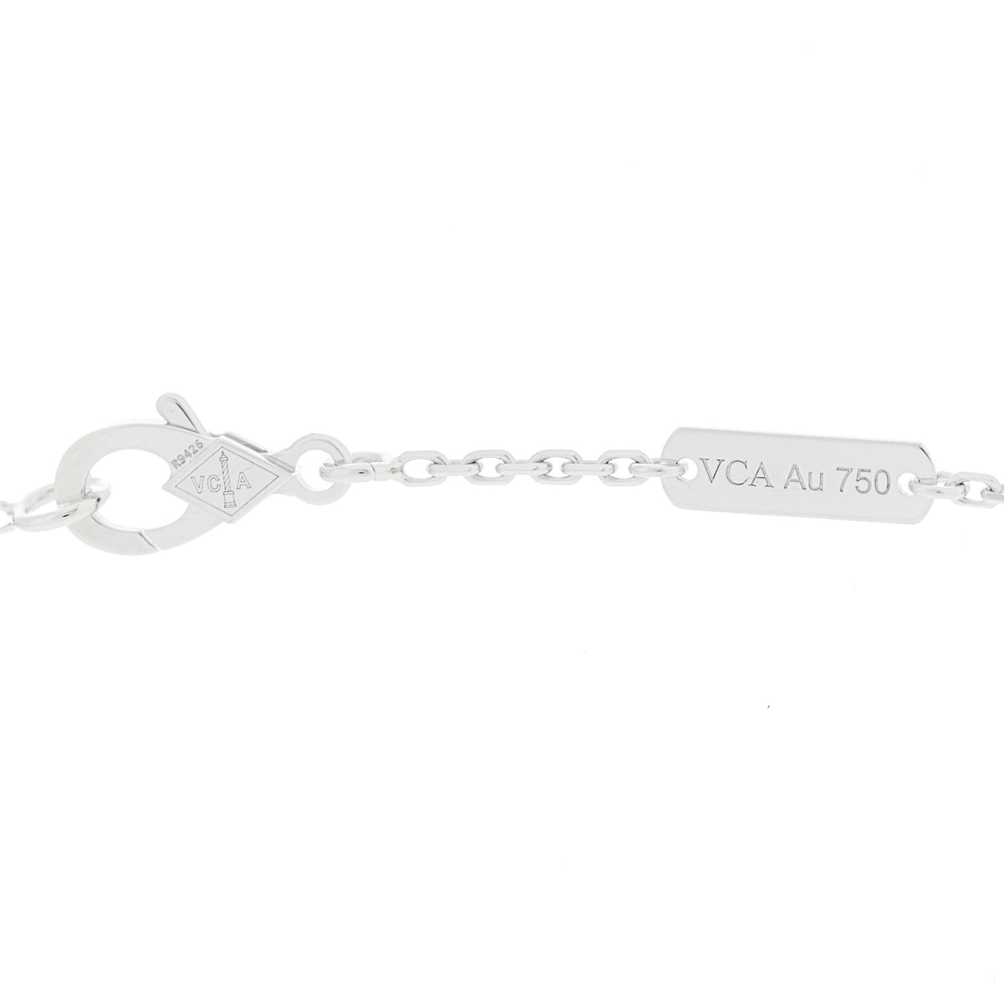 18k White Gold Chalcedony Vintage Alhambra Pendant Necklace