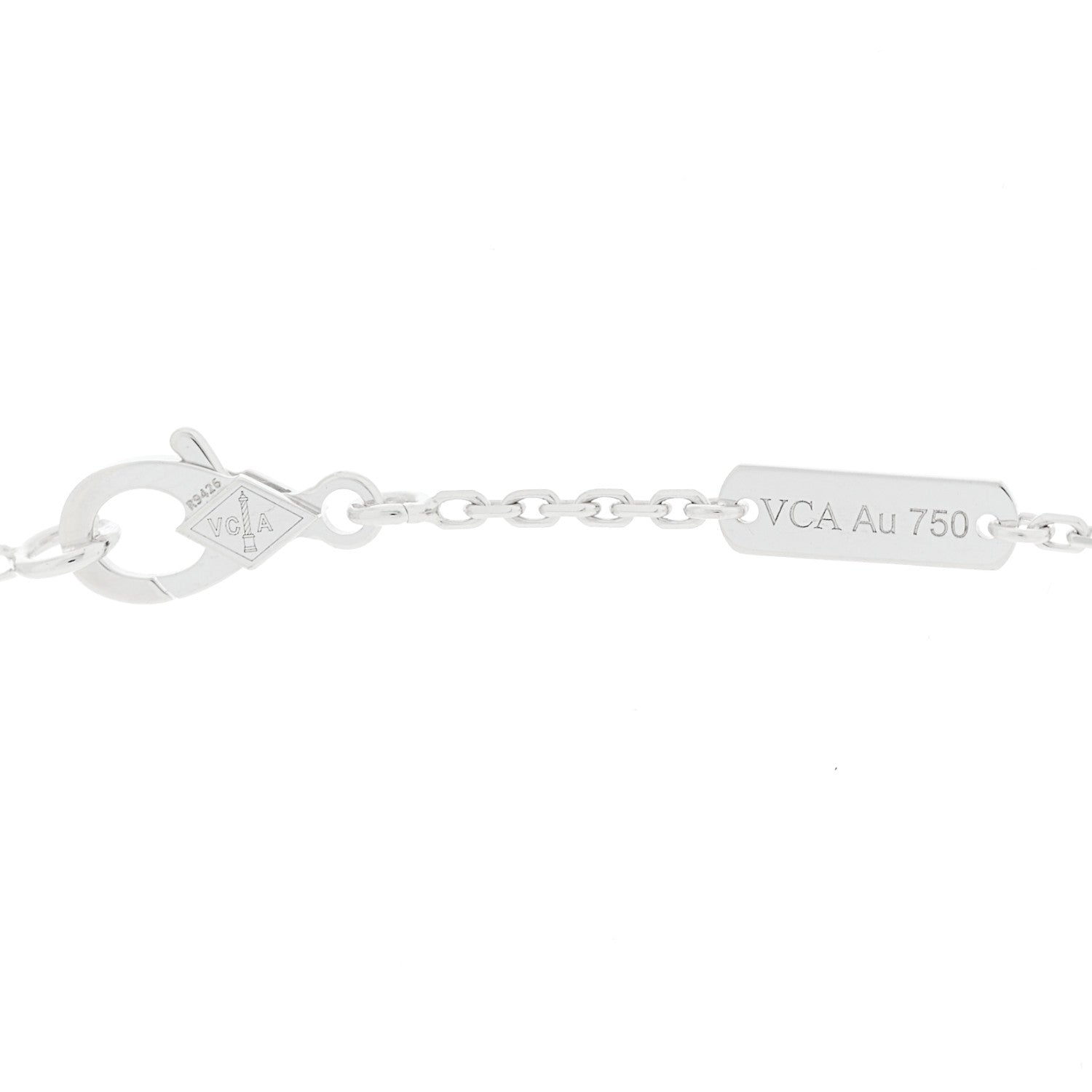 Van Cleef & Arpels 18k White Gold Chalcedony Vintage Alhambra Pendant Necklace 5 of 5