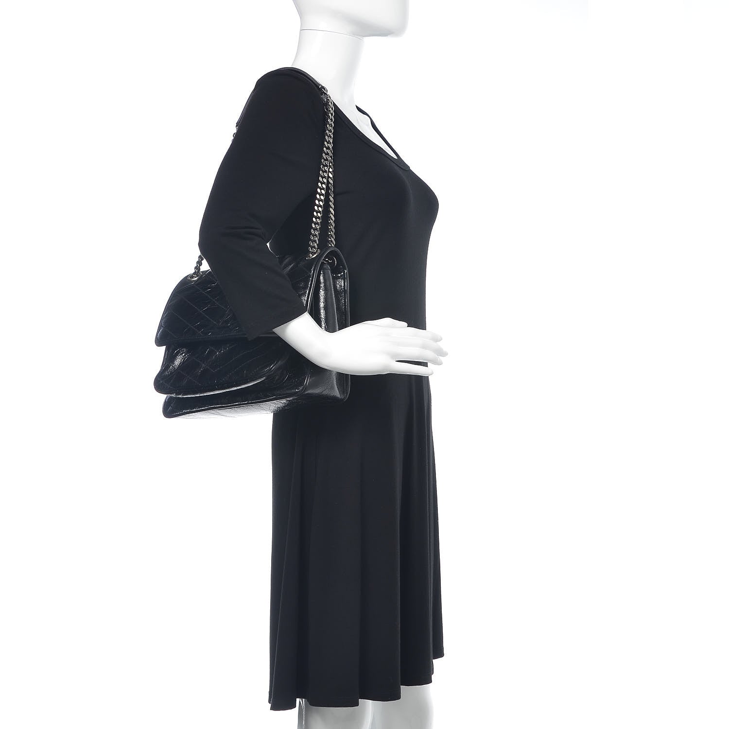 Saint Laurent Crinkled Calfskin Matelasse Monogram Medium Niki Chain Satchel Black 2 of 13