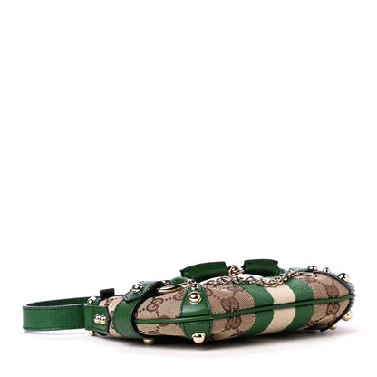 Gucci Monogram Web Horsebit Small Shoulder Bag Green 3 of 4
