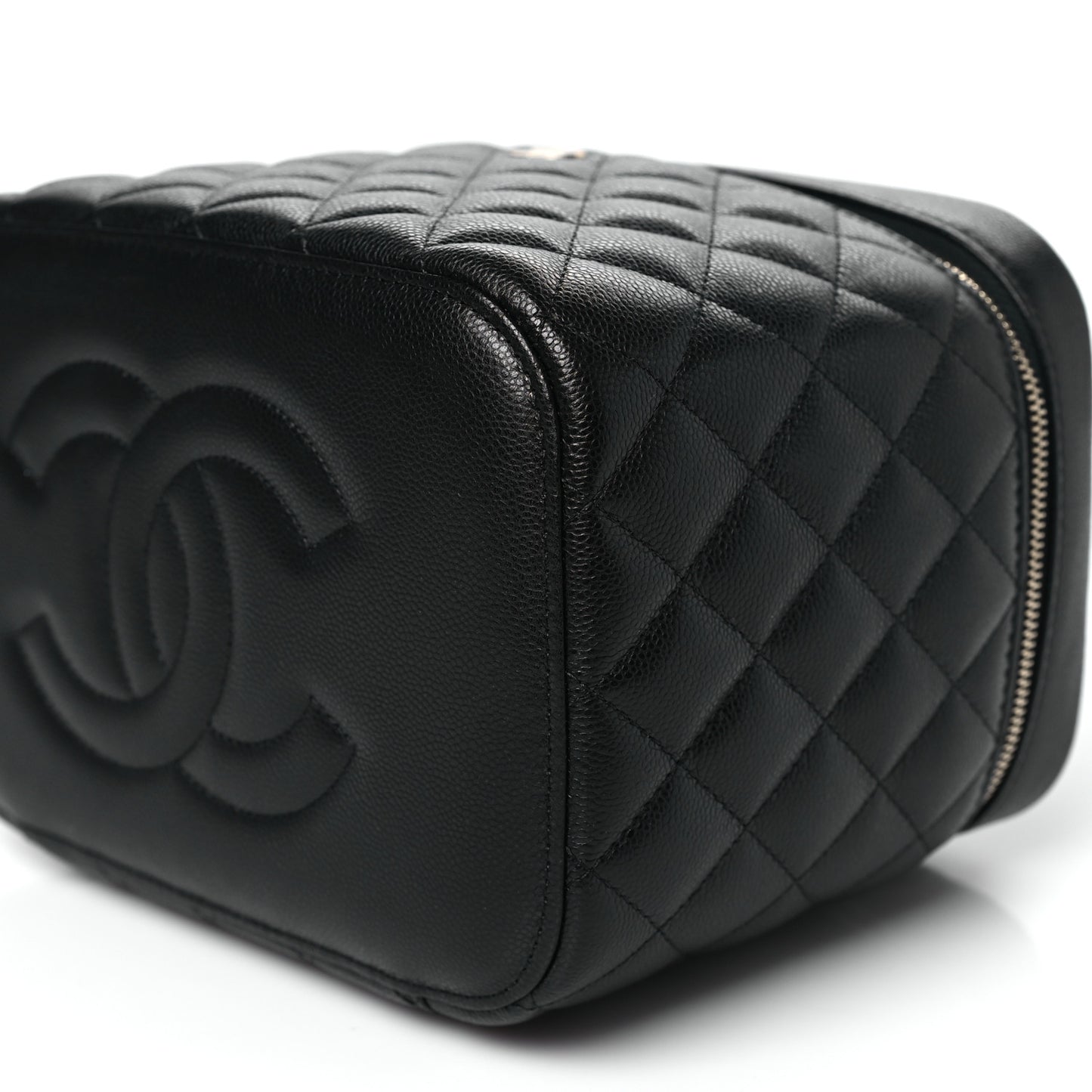 Caviar Quilted Large Vanity Pouch Black